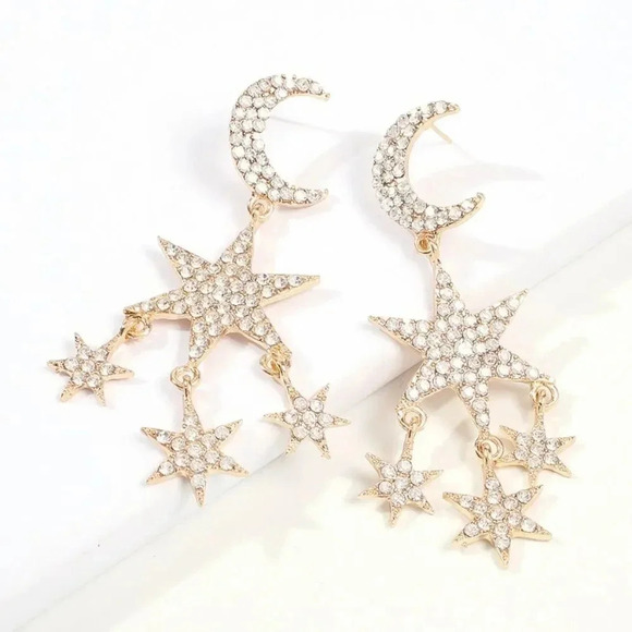 NEW! Dainty Crystal Star Drop Earrings - Picture 2 of 6